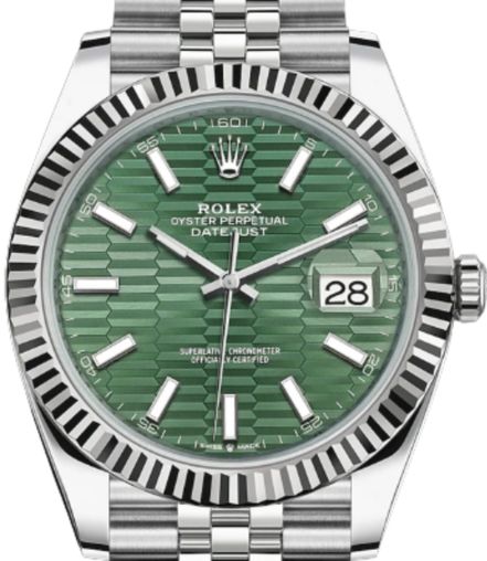 126334-0030 Mint green fluted motif Rolex Datejust 41