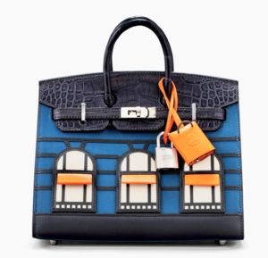 Blue Madame Epsom/Leather Palladium Hermès Bag
