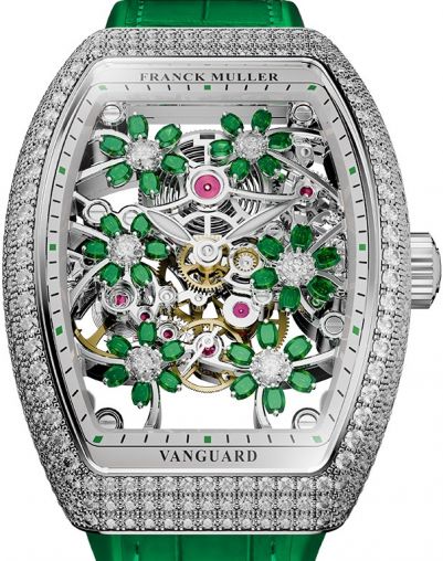V 32 S6 SQT CURVEX CUT FLOWER EM D Franck Muller Vanguard Lady Automatic