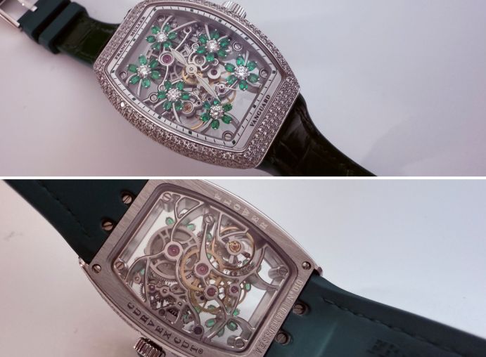 V 32 S6 SQT CURVEX CUT FLOWER EM D Franck Muller Vanguard Lady Automatic