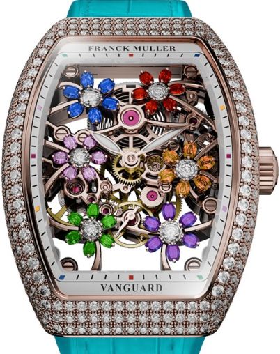 V 32 S6 SQT CURVEX CUT FLOWER COL D Franck Muller Vanguard Lady Automatic
