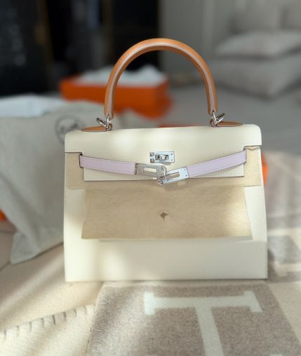 Craie/Mauve Pale/Gold Palladium Hardware Hermès Bag