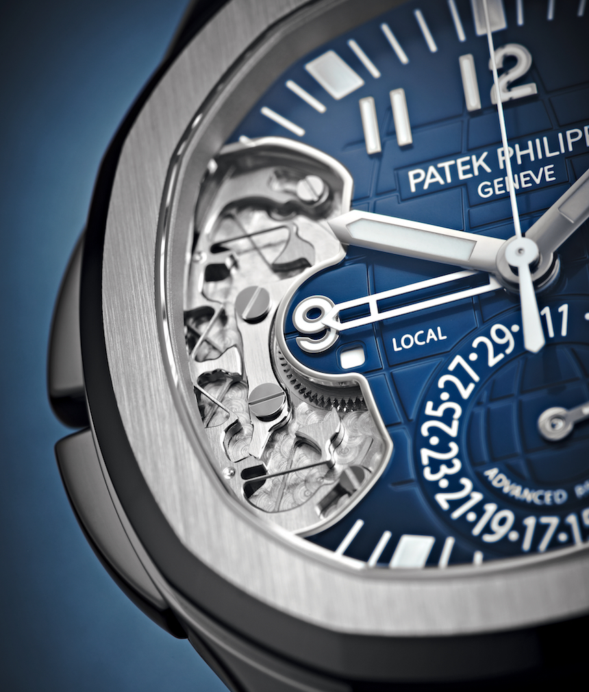 Patek Philippe Advanced Research Aquanaut Travel Time имеют стальной гибкий регулятор GMT